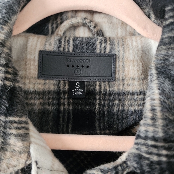 Blank NYC Plaid Wool Blend Shacket In Checked Out Oversize Grunge Retro Boho S - Picture 11 of 11